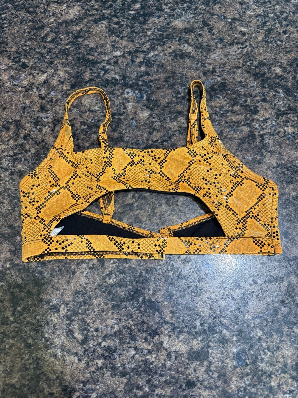 Yandy Yellow Snake Print Cutout Bikini Top